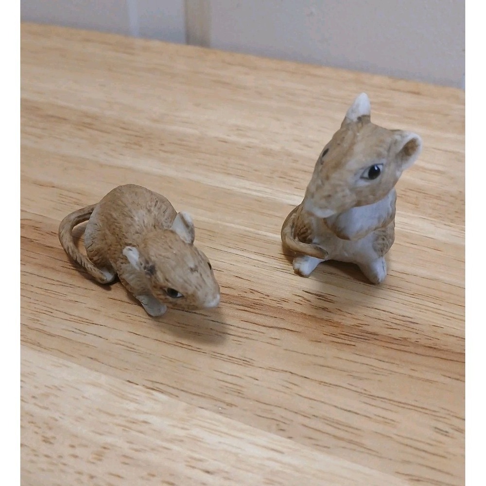 Little Critterz Mouse Kangaroo Rats Set of 2 Ceramic Brown Mice